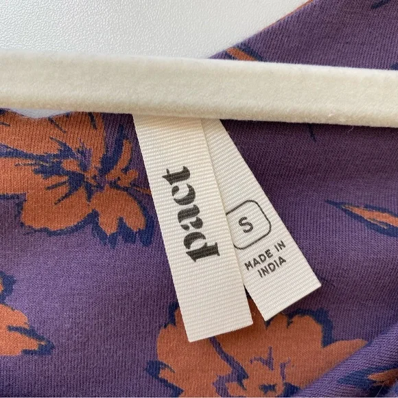 Pact Organic Brush Floral Currant Fit & Flare Midi Party Dress Size Small - Picture 9 of 15